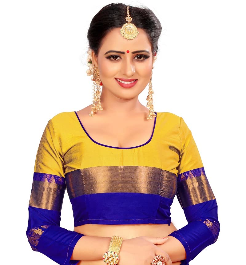 PAREVDEE Women's  Dobby Cotton Saree With Blouse Piece