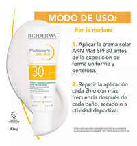 Bioderma Photoderm AKN Mat SPF 30 Mattifying Anti-Blemish Sunscreen Combination Acne-Prone Skin. 40ml