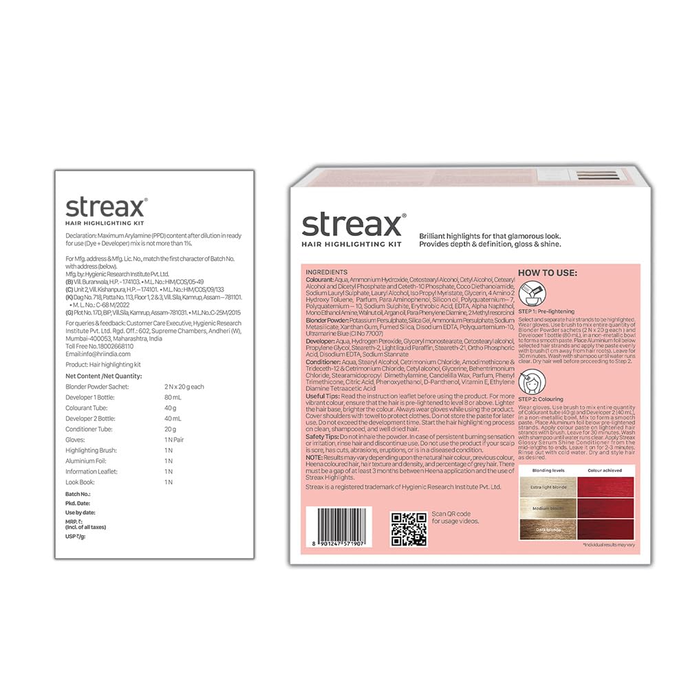 Streax HC Highlighting Kit Red Hair Colour, Crimson Red 180g