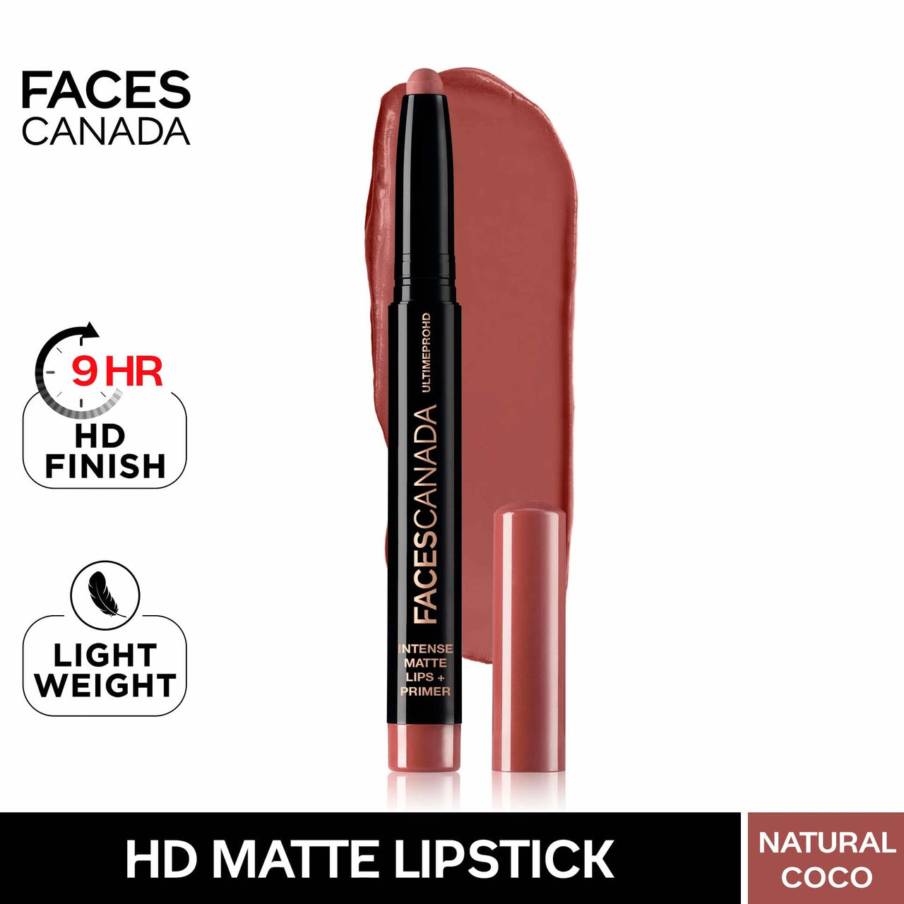 FACESCANADA Ultime Pro HD Intense Matte Lips + Primer - Natural Coco 12, 1.4G | 9Hr Long Stay & Ultime Pro HD Intense Matte Lips + Primer - Tea Rose 10, 1.4G | 9Hr Long Stay
