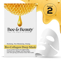 Bee & Beauty Bio Collagen Overnight Mask Pack of 2 | Korean Face Mask For Glass Skin | Sheet Mask For Deep Hydration, Pore minizmizing With Goodness Of Honey