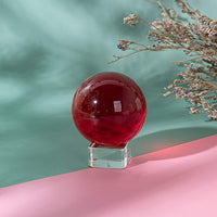 LONGWIN 40mm(1.6 inch) Solid Mini Fengshui Crystal Ball Healing Crystals(Red) Red
