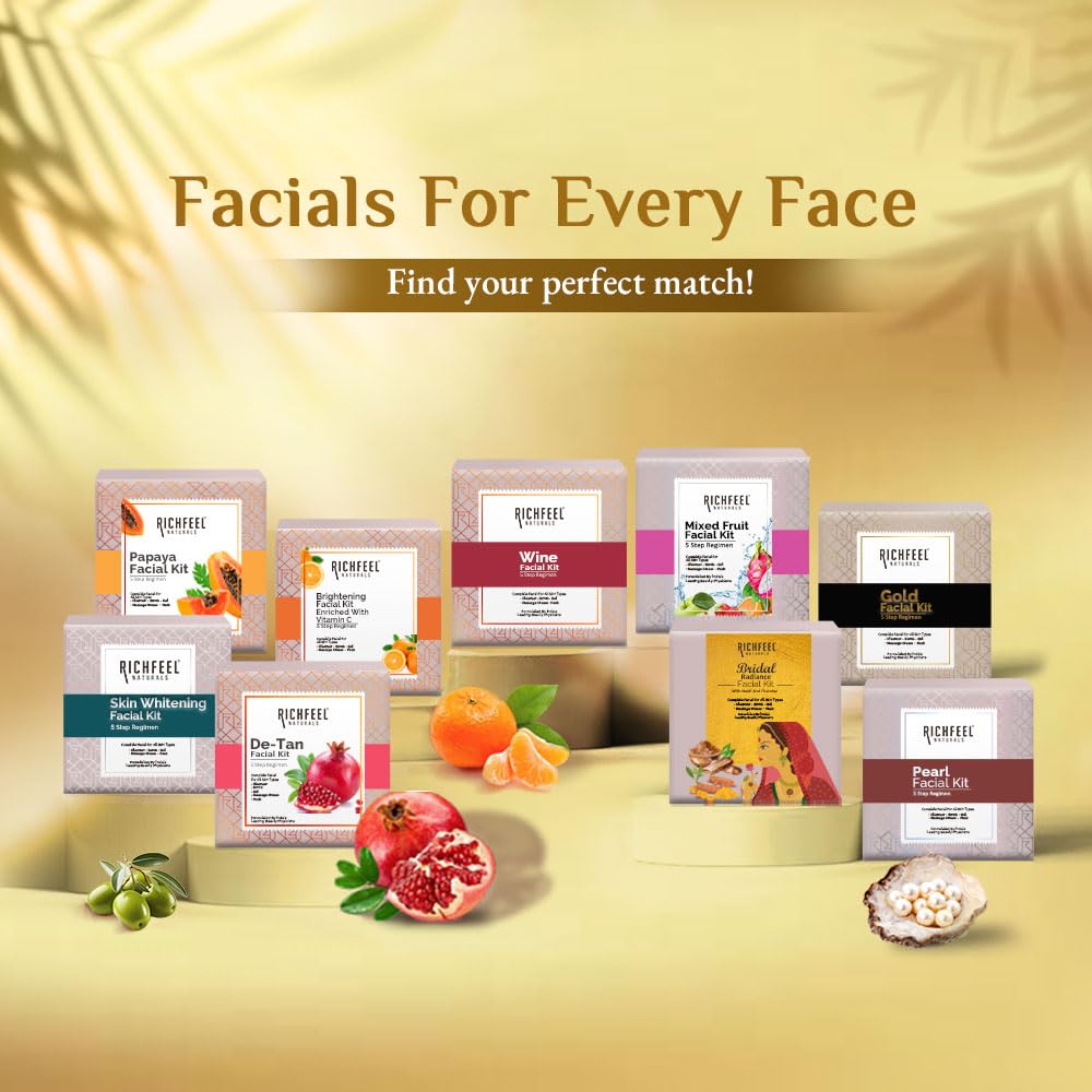 Richfeel Gold FacialRichfeel Gold Facial Kit | Bright & Glowing Skin | Parlour Like Instant Glow With The Goodness Of Gold Foils| 30 g Pack of 2 Kit 5X6G Pack of 2