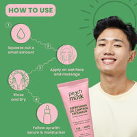 Peach and Musk Refreshing Oil Control Facewash, 2% Salicylic Acid with Ginseng, Controls Oil and Reduces Acne, Sulphate & Parabens Free, Soap Free Face Wash - 100gm