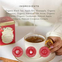 Makaibari Holiday Edition : Apple Cinnamon Black Tea | Usda Certified Premium Black Tea | Anti-Oxidants, Immunity Booster | Tin Caddy, Loose Leaves - 50 Gm
