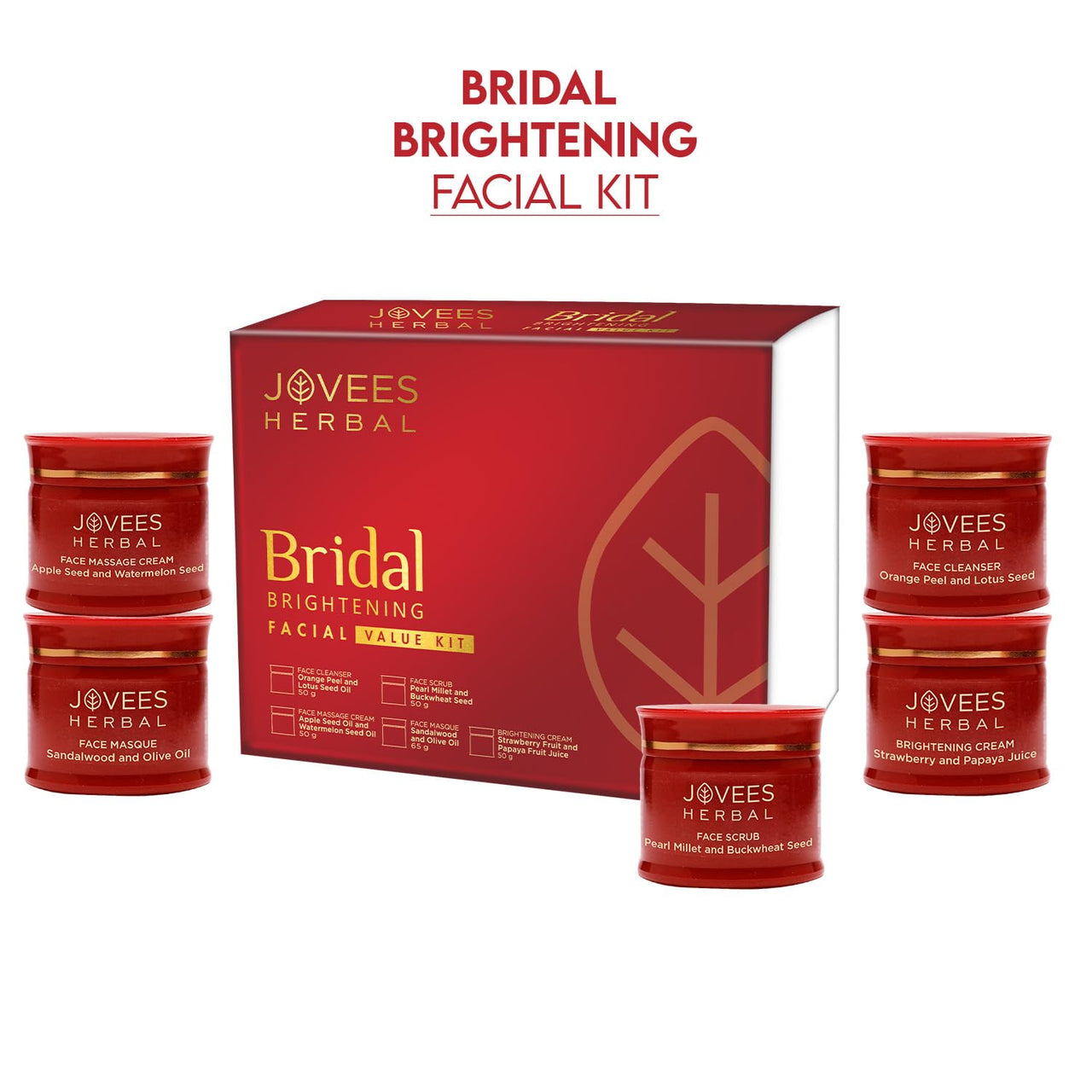 Jovees Herbal Bridal Brightening Facial Kit For Brighter & Radiant Glow With 5 Easy Steps | Kit for Reduced Pigmentation Improves Uneven Skin Tone, Dark Spots & Dullness- Multiple Use