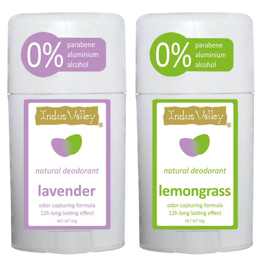 Indus Valley Combo Of Lavender And Lemongrass Deodorant Stick For Women, 50 G (Pack Of 2)
