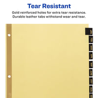 Avery Jan-Dec Dividers for 3 Ring Binders, 12-Tab Sets, Pre-Printed Black Leather Tabs, 3 Binder Divider Sets (26180)