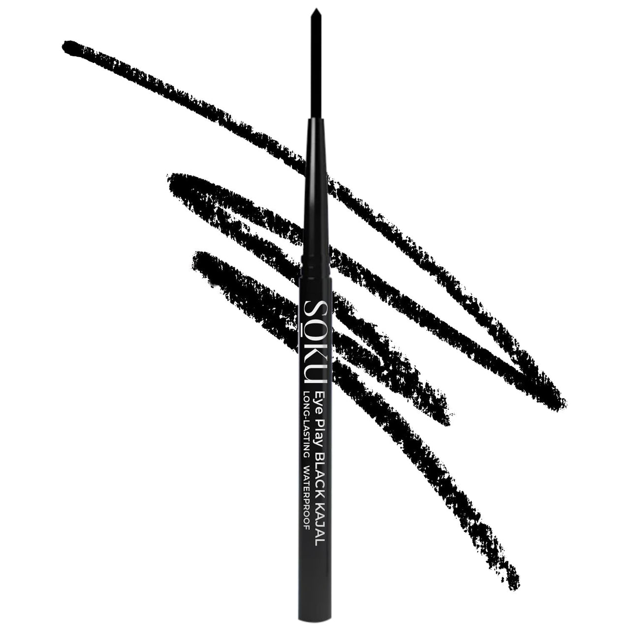 SOKU Eye Play Matte Finish Black Kajal Stick | Enriched with Vitamin A & Castor Oil | Smudge Proof & Waterproof | One Stroke Smooth Glide | Long Lasting & Weightless Formula - 0.3 g