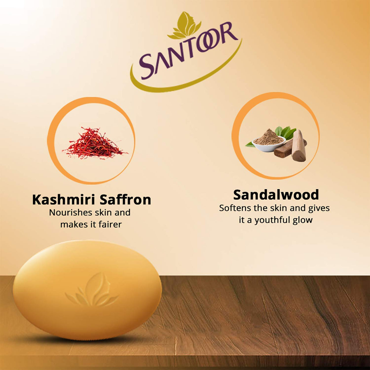 Santoor Gold Soap With Saffron, Sandal & Sakura Extracts, 125G (Pack Of 6) And Classic Gentle Hand Wash, 215Ml (Pack Of 2) With Natural Goodness Of Sandalwood & Tulsi