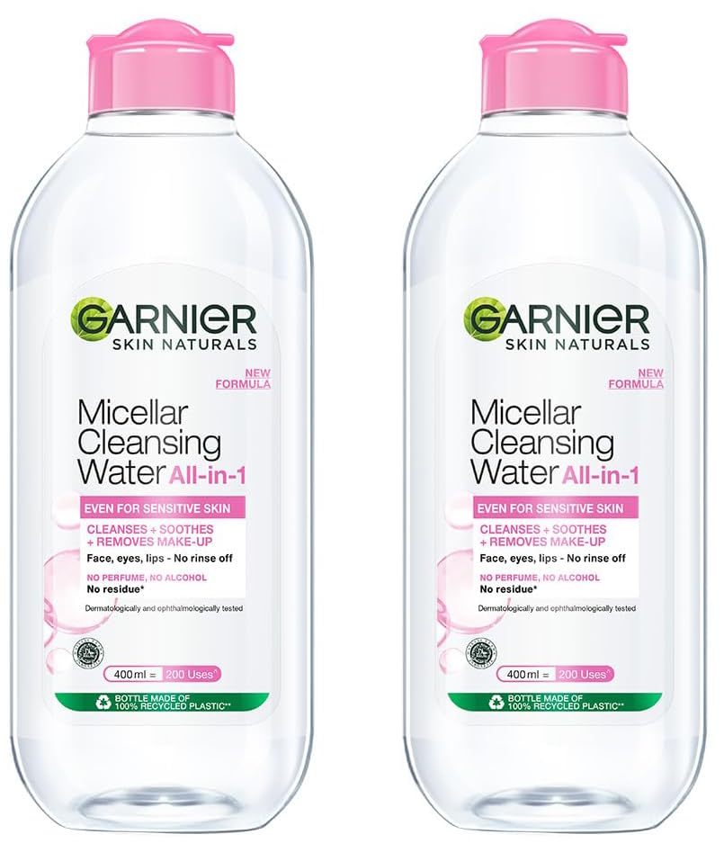 Garnier Skin Naturals, Cleansing Water, Hydrating & Soothing, Micellar Cleansing Water, 400ml (Pack of 2)