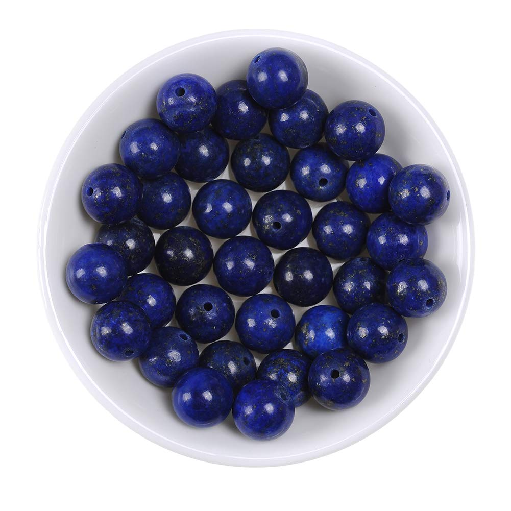 Natural Stone Beads 10mm Lapis Lazuli Gemstone Round Loose Beads Crystal Energy Stone Healing Power for Jewelry Making DIY,1 Strand 15"