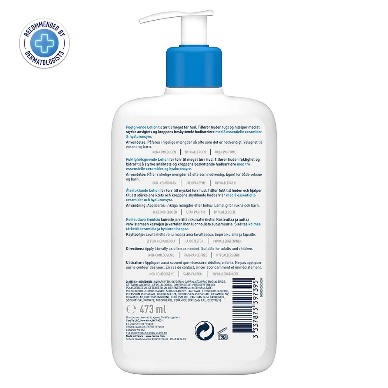 CeraVe Moisturizing Lotion For Dry Skin (473ml) - Formulated With 3 Essential Ceramides And Hyaluronic Acid | Non-Comedogenic, Oil Free And Fragrance-Free Body Lotion