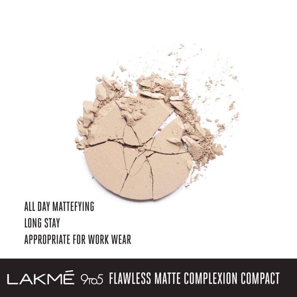 Lakmé 9 To 5 Flawless Matte Complexion Compact Light Powder For All Skin Type, Almond, 8G And 9 To 5 Flawless Matte Complexion Compact, Melon, 8G, Brown, 2 pack