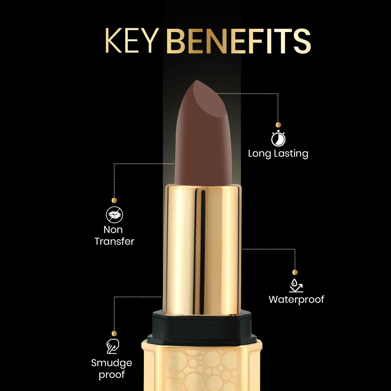 Beauty Berry Bold Babe Non-Transfer Matte Lipstick | Highly Pigmented, Lightweight, Smudge Proof & Waterproof Lipstick | Single Swipe Application, Long Lasting Lipstick for Women (Cappuccino)