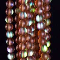 Asingeloo 60PCS 6mm Natural Coffee Mystic Aura Quartz Gemstone Frosted Matte Titanium Round Loose Spacer Beads 15 inch Full Strand Crystal Healing Power Quartz