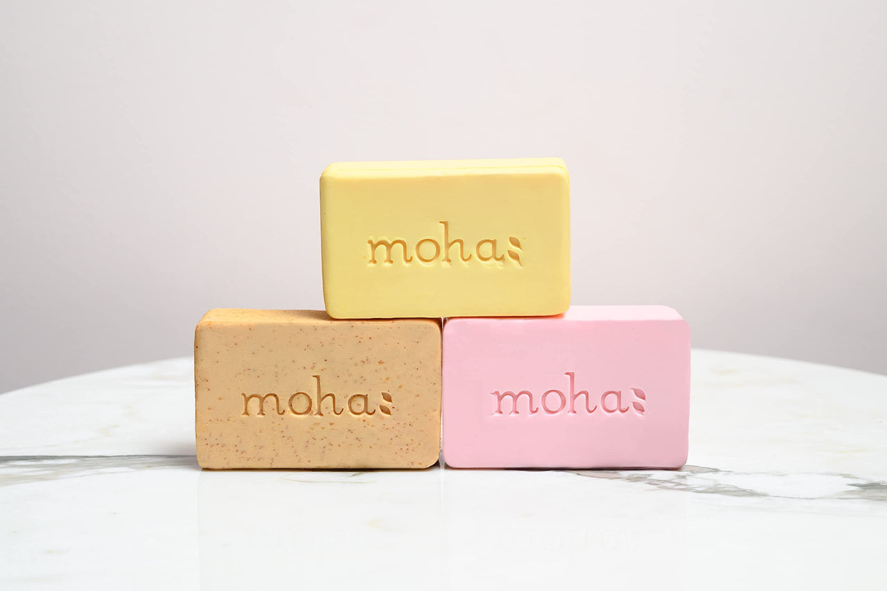 moha: Scrub Soap For Soft, Hydrate & Nourished Skin, Face With Walnut, Almond Oil & Honey Unisex Bathing Bar - 100gm (Pack of 6)