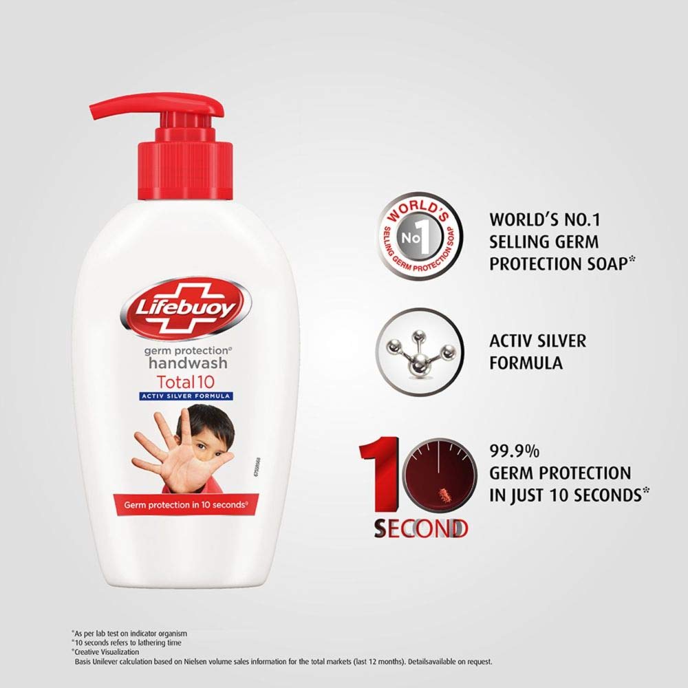 Lifebuoy Total 10 Germ Protection Liquid Hand Wash 1.5 L Refill Pack, Kills 99.9% Germs, Liquid Hand Soap Fights Bacteria and Viruses