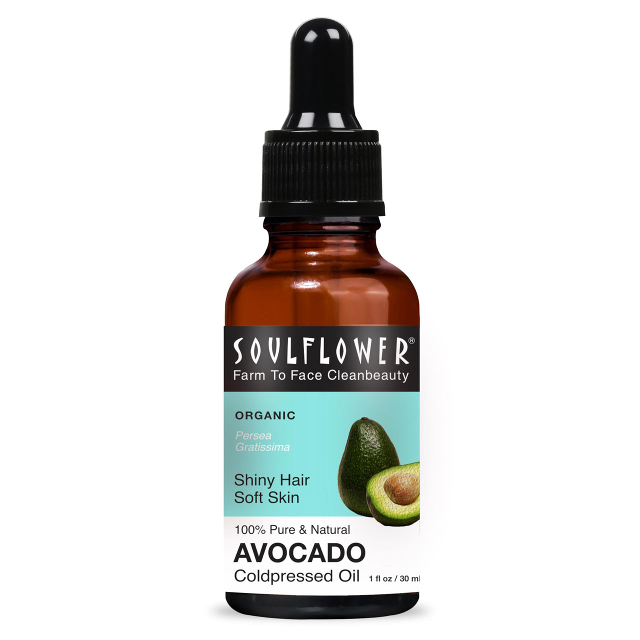 Soulflower Avocado Hair Oil for Hair Growth, Reduce Dandruff, flexible Hair & Prevent Breakage, Moisturizer for Acne & Anti Aging | 100% Pure, Natural and Cold-Pressed, 30ml (Pack of 1)