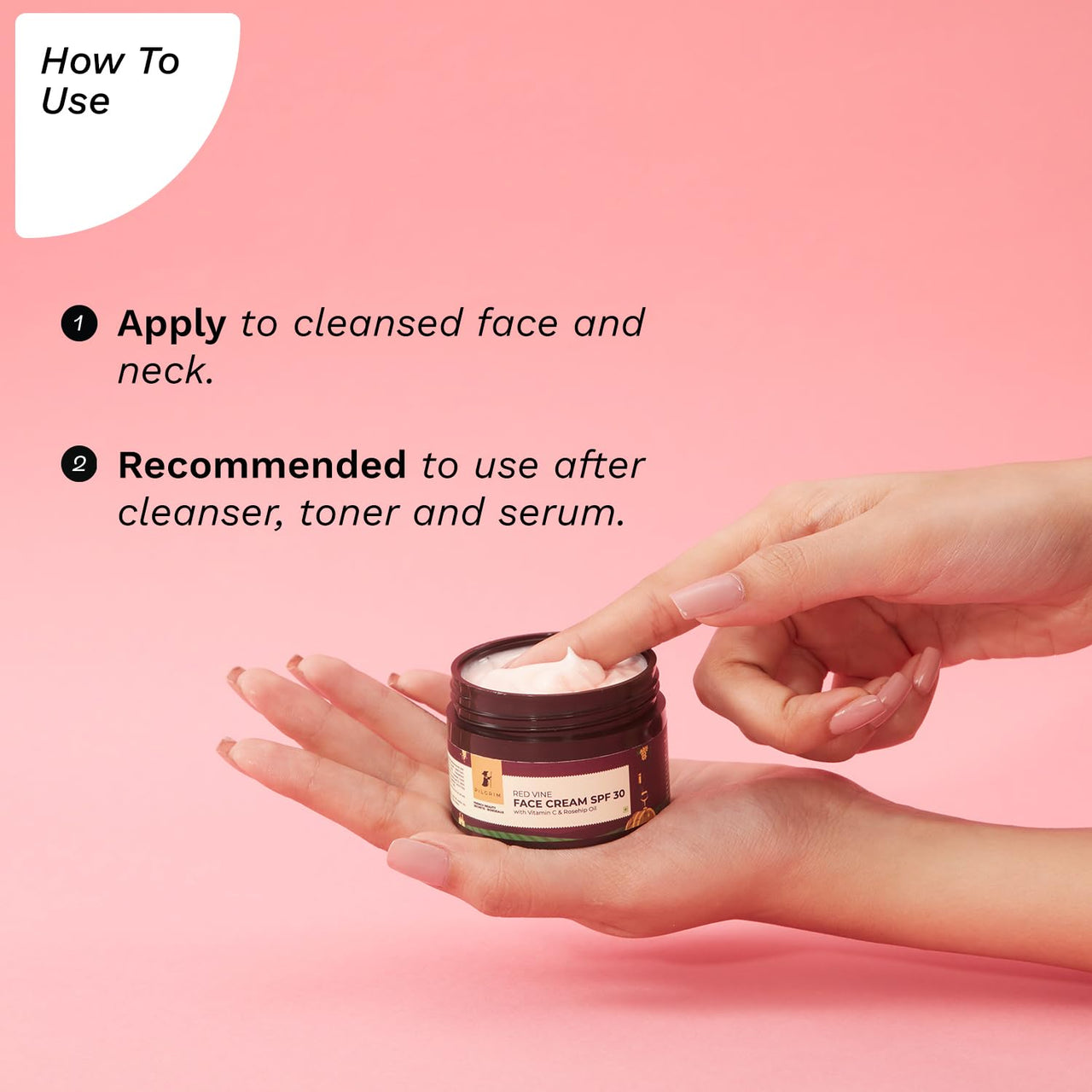 Pilgrim French Red Vine Face Cream with SPF 30 Sunscreen, Rosehip Oil & Vit C For Anti Ageing, Sun Protection PA+++, Daily Use, Dry, Oily, Combination Skin, Men & Women, 50g