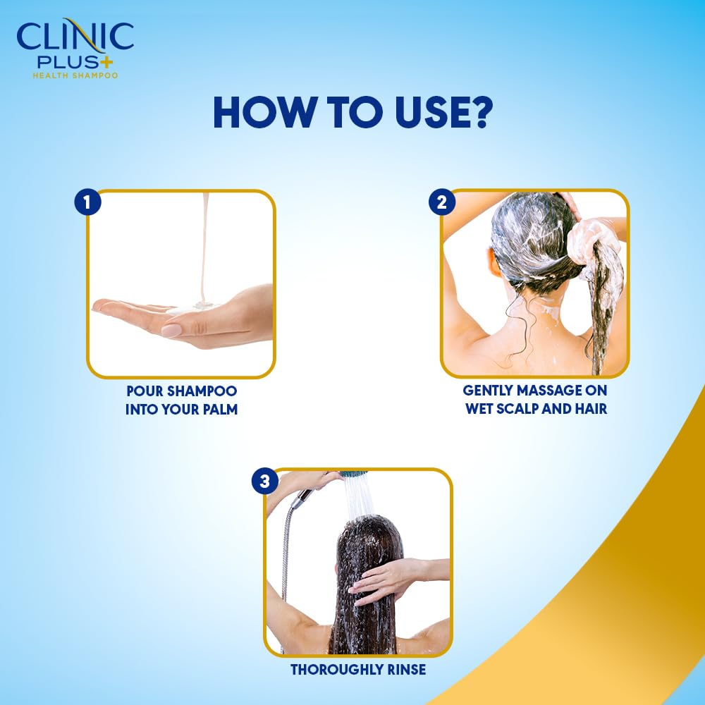 Clinic Plus Strong & Thick Shampoo with Rice water,Protein & Vitamin E for Hair Strengthening, Breakage Reduction and Thicker Hair,355 ml.