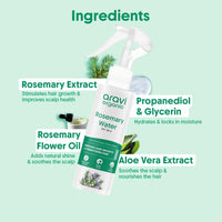 Aravi Organic Rosemary Water Hair Spray For Hair Growth - Reducing Hair Fall, Strengthens Hair & Breakage - Promotes Healthy Follicles and Thicker Hair - For Men & Women - Fragrance Free -100 ml