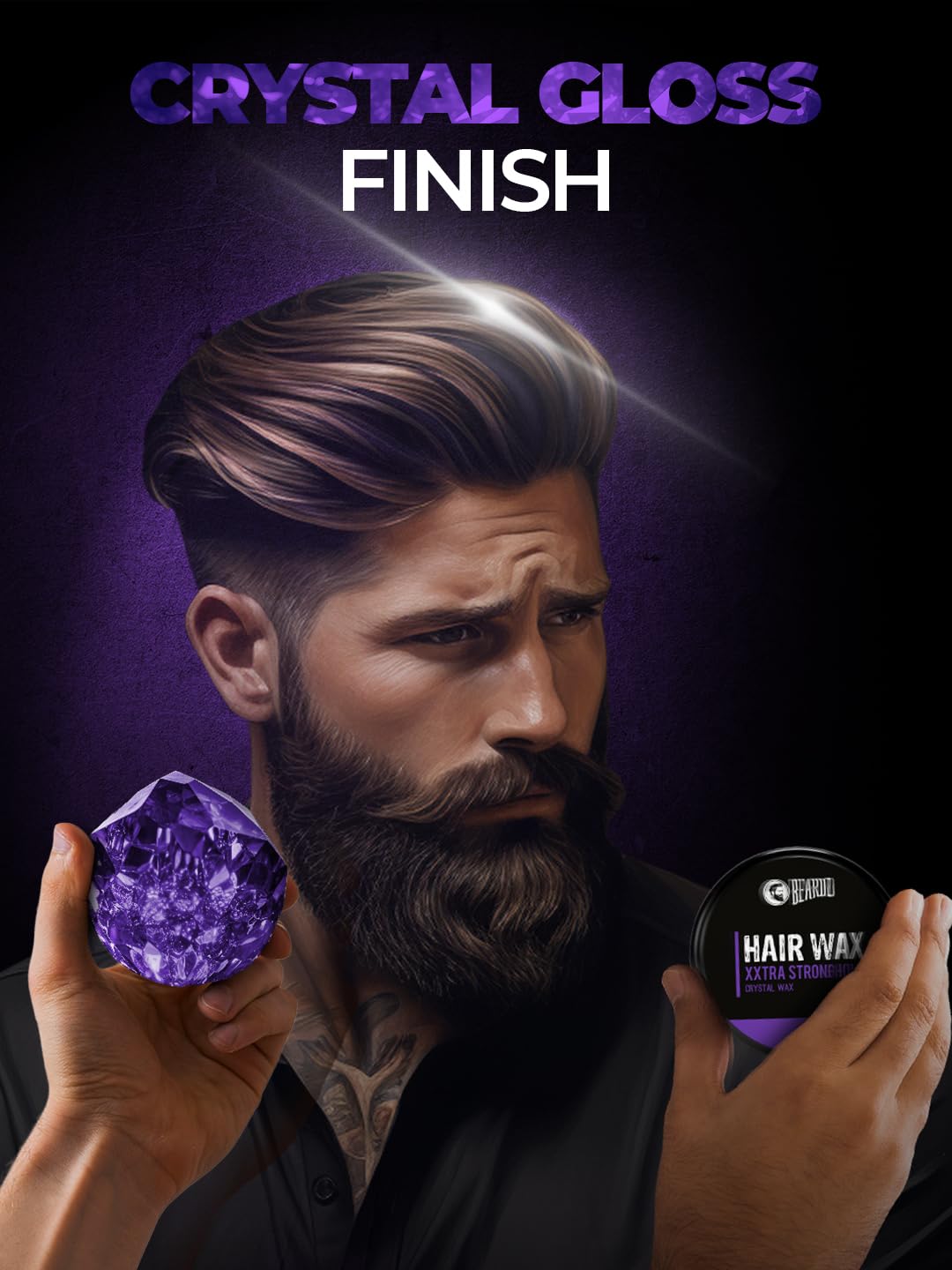 Beardo Xxtra Stronghold Hair Wax, 100 gm (Pack of 2) | Crystal Hair Wax | Hair Wax For Men | Hair Styling Wax for Glossy Finish & Shine | Strong Hold Hair Wax
