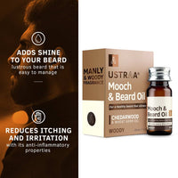 Ustraa Woody Mooch and Beard Oil - 2 x 35ml - Shine, Nourishment & Pleasant Fragrance for beard | No Paraben | Cedar Wood Essential Oil & Wheat Germ Oil rich in Vitamin E (Set of 2)