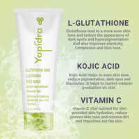 Yapidra Glutathione Brightening Face Wash 75g | Enhances Skin Radiance & Reduces Pigmentation | Infused with Kojic Acid, Vitamin C & Antioxidants | Suitable for All Skin Types