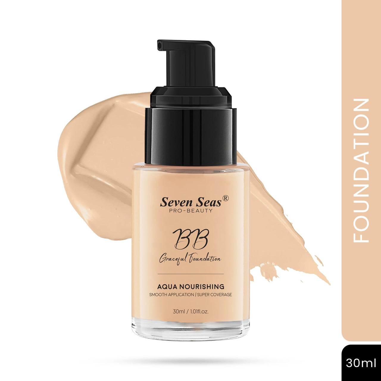 Seven Seas BB Gracefull Foundation | Aqua Nourishing for Face Makeup | Smooth Application | Full Coverage for Women (Nude-30ML)