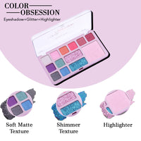 Seven Seas Color Obsession Eyeshadow 13 Colors Glitter With Shimmer Look (Skin)