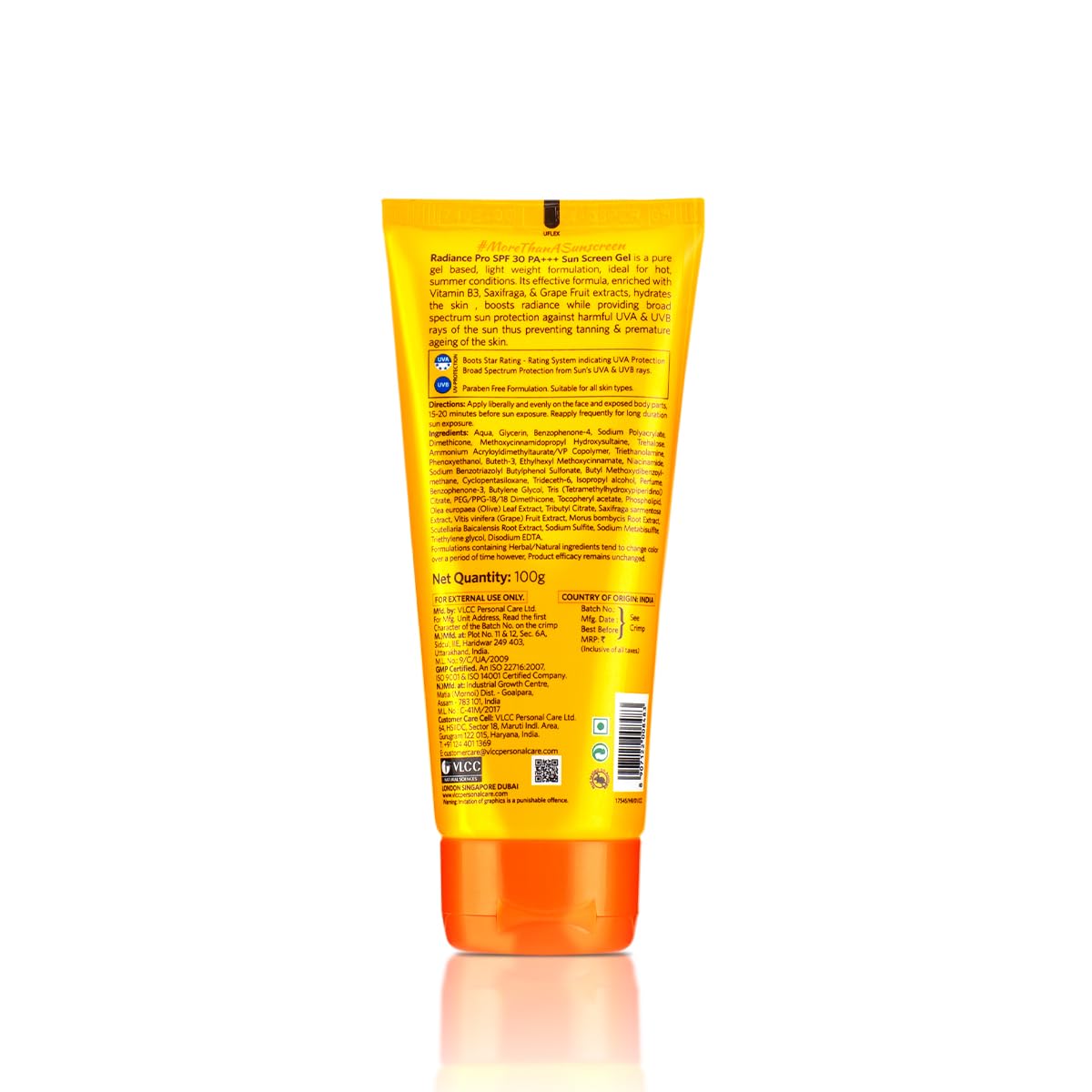 VLCC Radiance Pro SPF 30 PA+++ Sunscreen Gel - 100g + 25g | UVA and UVB Rays | Extra- Sun Protection, Boosts Radiance, Reduces Pigmentation | With Niacinamide, Mulberry, Saxifraga, Grapefruit.