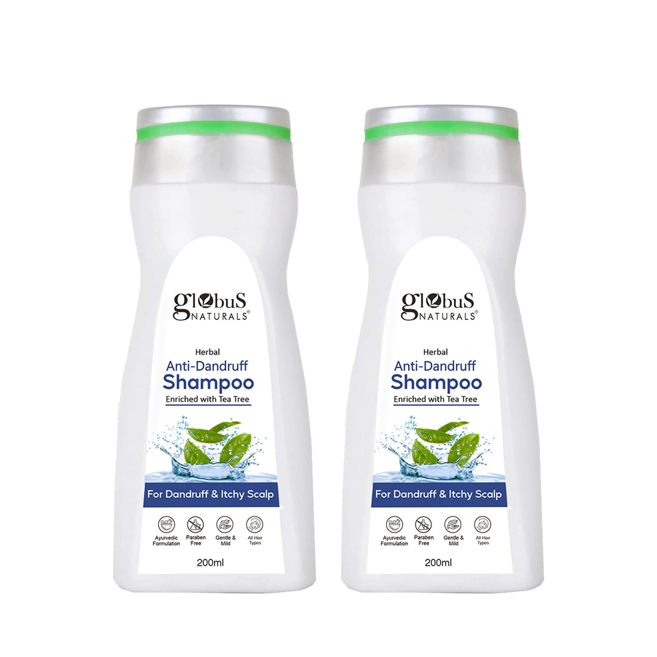 Globus Naturals Anti Dandruff Shampoo, For Dandruff and Itchy Scalp, Suitable For All Hair Types, 200 ml (Pack of 2)