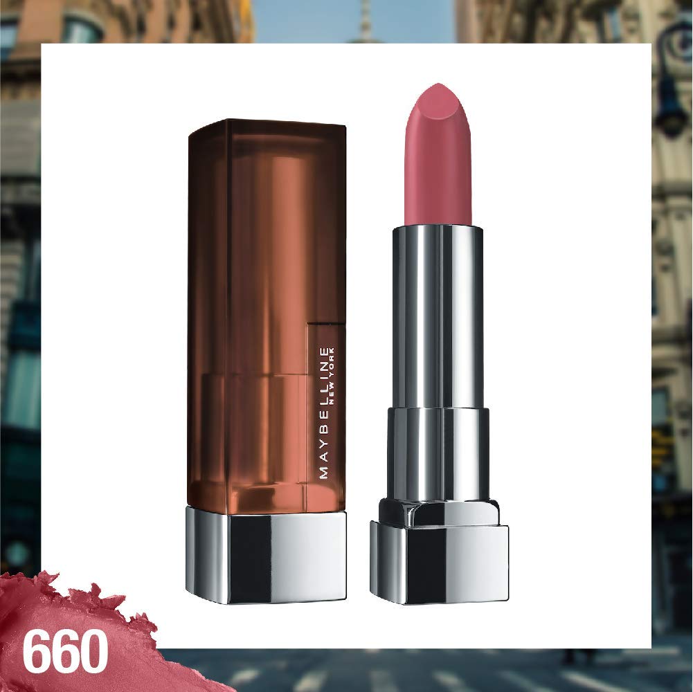 Maybelline New York Matte Lipstick - Intense Colour 674 Madison Red & Color Sensational Creamy 660 Touch of Spice, 3.9g