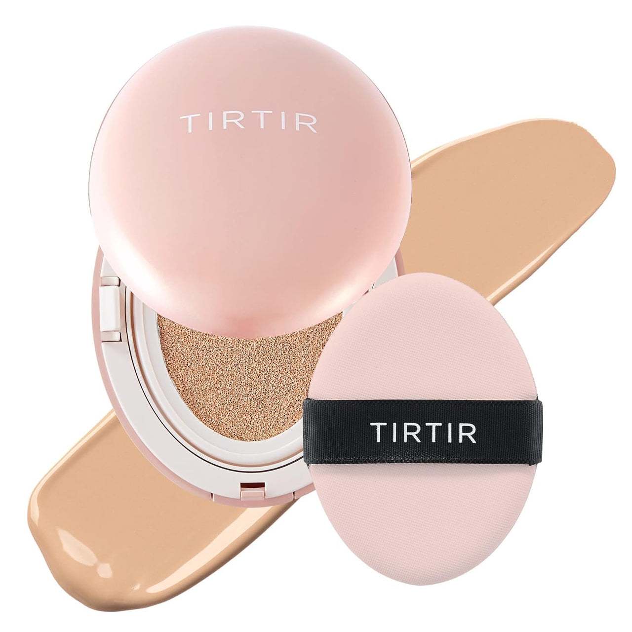 TIRTIR Mask All-Cover Cushion Foundation, Full coverage, Skin fit, Satin Glow Finish, Korean Cushion Foundation #24N LATTE, 4.5g