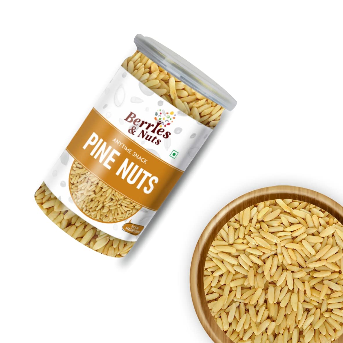 Berries And Nuts Premium Pine Nut Kernels | Chilgoza Magaz Giri, Giri Magaz | 200 Grams | 1 Bottle of 200 Grams