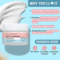 Glamveda Korean Glass Skin Combo | Rice Face Wash & Rice Moisturizer | Skin Brightening, Hydrate, Glowing & Evens Skin Tone | For Dry & Sensitive Skin Types | Men & Women | Dermatologist Tested