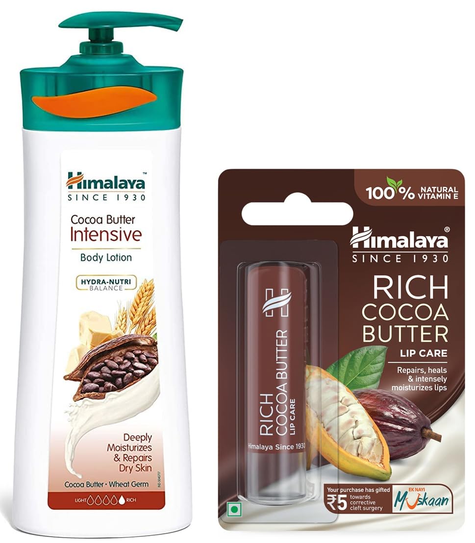 Himalaya Herbals Cocoa Butter Intensive Body Lotion, 400ml and Himalaya Rich Cocoa Butter Lip Care, 4.5g