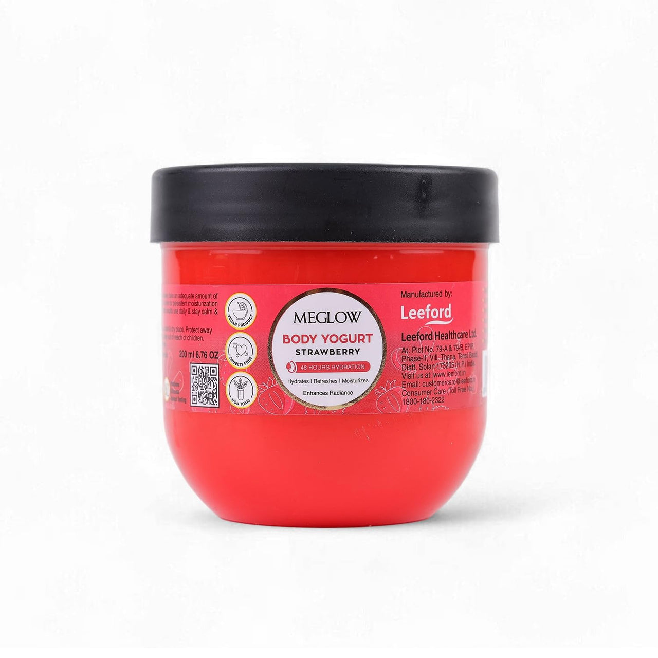 Meglow Strawberry Body Yogurt | Body Moisturizer for Dry Skin | Oil Free | Fragrant Body Yogurt for Skin Radiance | Yogurt for Long Lasting Skin Hydration 200ml