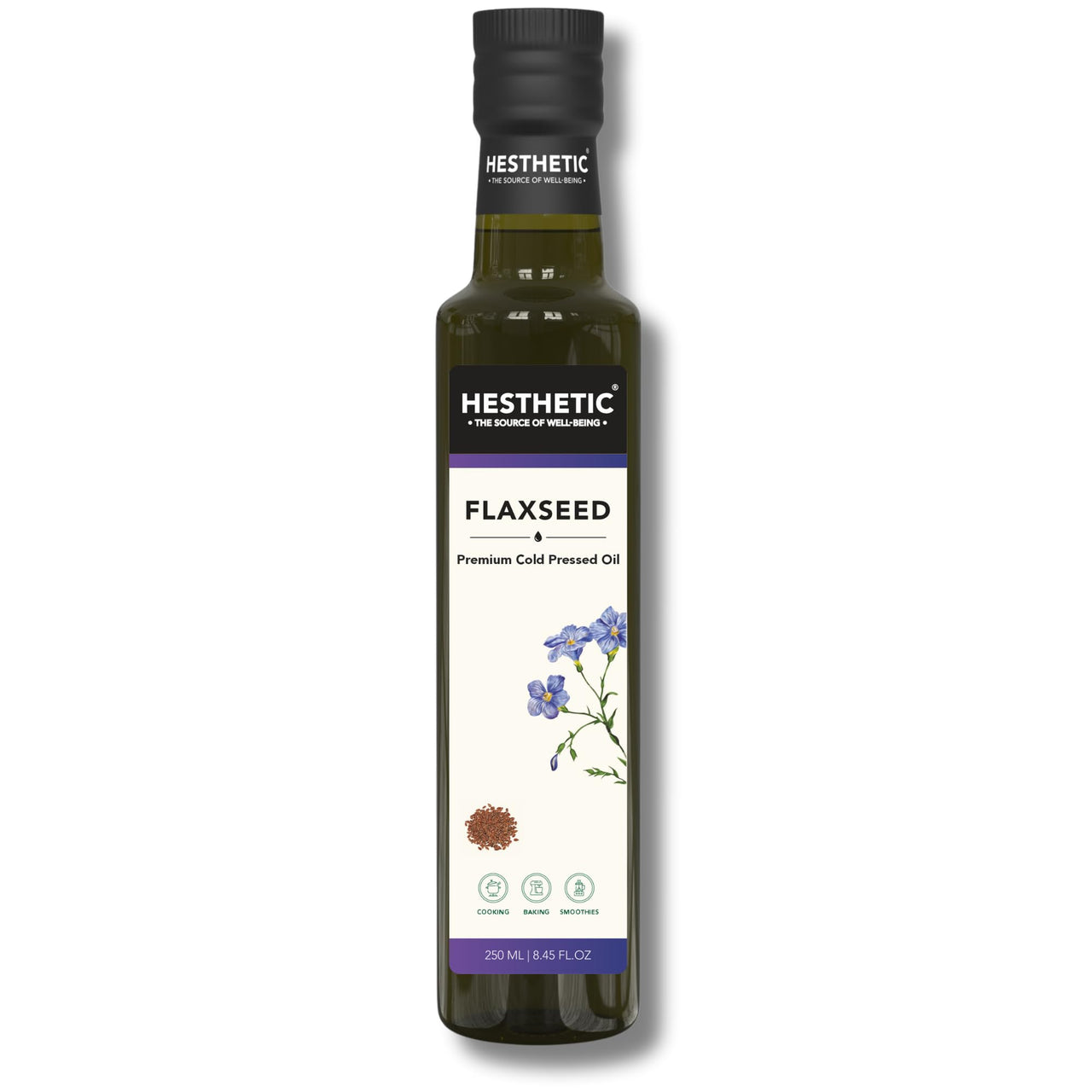 HESTHETIC Virgin Cold Pressed Flaxseed (Alsi) Oil | 100% Pure & Natural - 250 ml | Glass Bottle