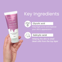 Glamveda Glycolic Acid & 0.05% & Salicylic Acid Anti Acne face wash | For Oily & Acne Prone Skin | Oil balancing, Deep Cleansing - 100 ml