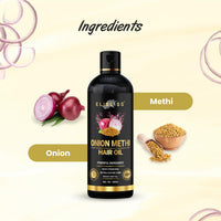Elibliss Onion Methi Hair Oil for Hair Growth & Hair Fall Control, Enriched with Fenugreek, Red Onion & Natural Oils, Strengthens Roots, Reduces Breakage, Adds Shine, Promotes Healthy Scalp – 100ml