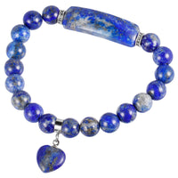 TUMBEELLUWA Healing Stone Bracelet 8mm Beads Chakra Crystal Energy Heart Charm Bracelet Handmade Jewelry for Women #3 lapis lazuli crystal stone