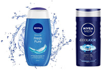 Nivea Men Shower Gel, Cool Kick Body Wash, 250ml & Shower Gel, Fresh Pure Body Wash, 250ml