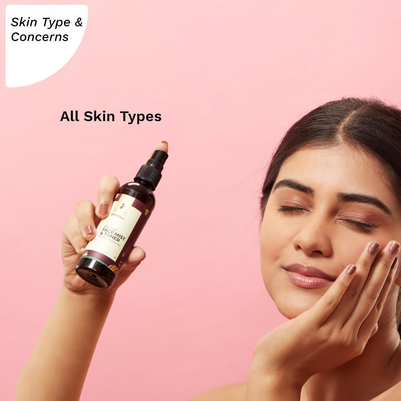 Pilgrim Alcohol Free Red Vine Face Toner Spray with Vitamin B3 and Aloe, Face Mist Spray For Anti Ageing, Glowing Skin, Dry, Oily Skin, Men & Women,100ml