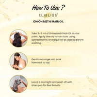 Elibliss Onion Methi Hair Oil for Hair Growth & Hair Fall Control, Enriched with Fenugreek, Red Onion & Natural Oils, Strengthens Roots, Reduces Breakage, Adds Shine, Promotes Healthy Scalp – 100ml