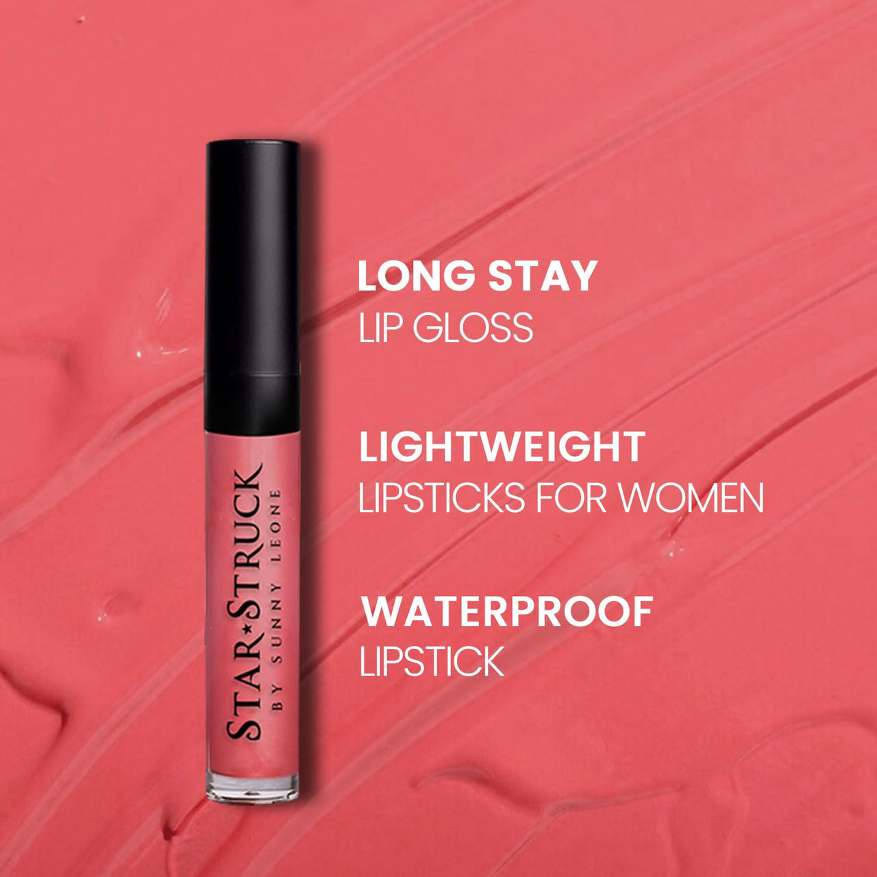 STARSTRUCK BY SUNNY LEONE Glossy Liquid Lip Color, Light Pink | Highly Pigmented, Hi-Shine & Non-Sticky Formula | Lip Gloss For Girls, Women | Pink Peony