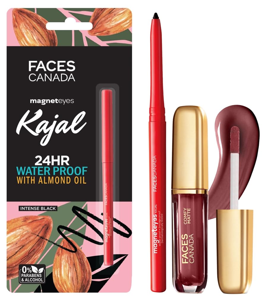 FACESCANADA Comfy Matte Liquid Lipstick - Note To Self 07, 3 Ml, Magneteyes Kajal - Black, 0.35G