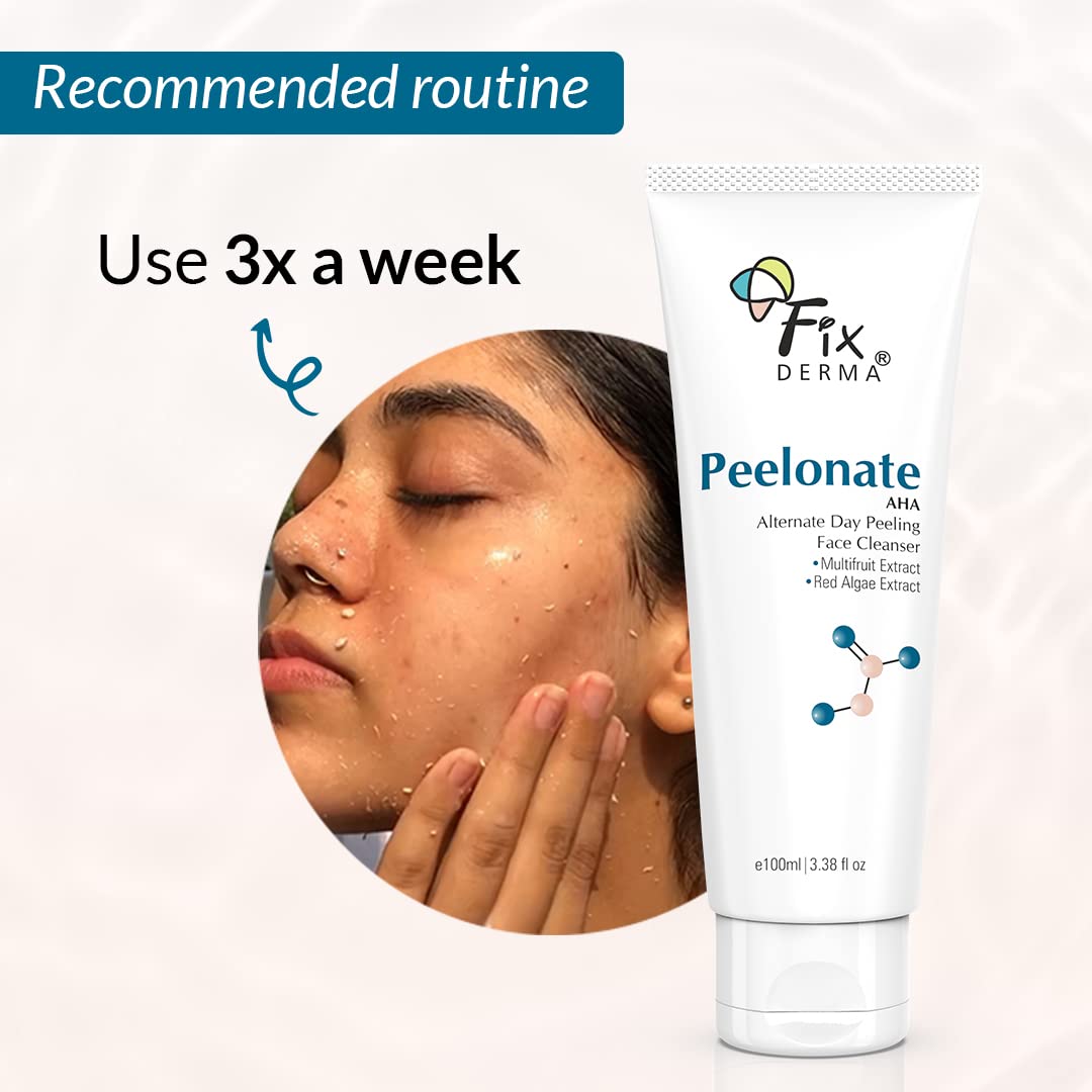 Fixderma Peelonate AHA Face Cleanser | Face Exfoliator| Uneven skin tone, Non-comedogenic formulation, Non-irritating skin cleanser, Reduces Rough & Dry skin-100ml