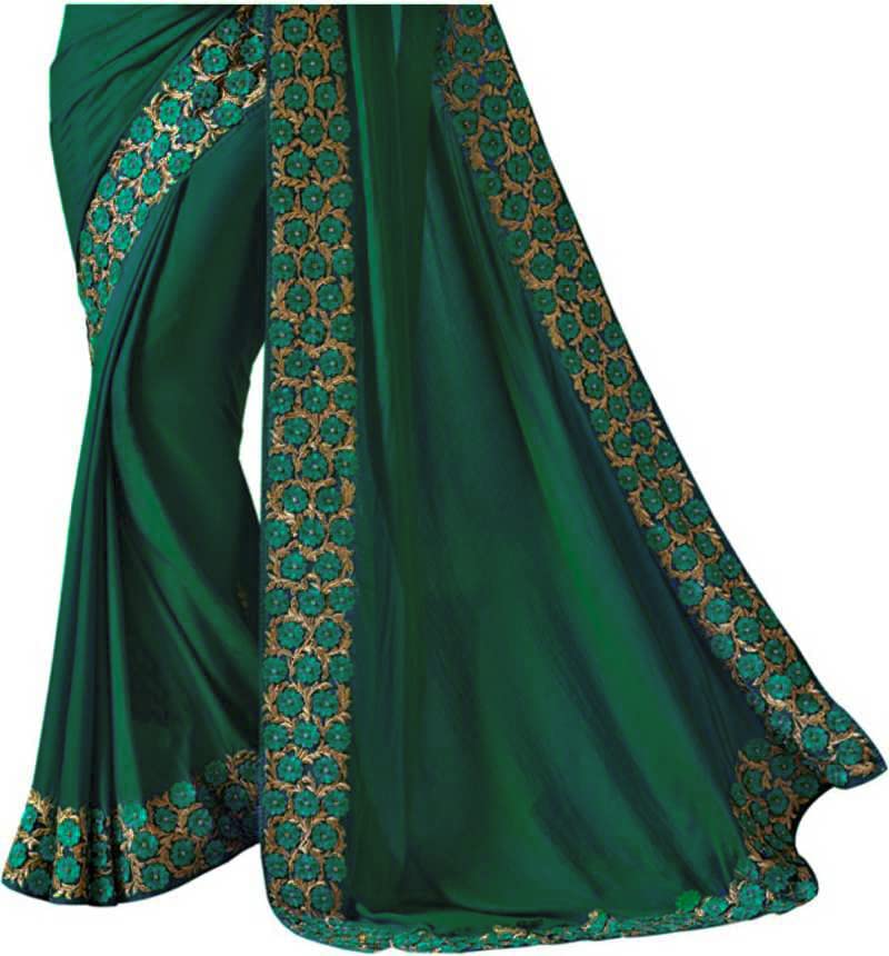 Nivah Fashion Women's  Silk Embroidery Beads Border Work Saree With Blouse Piece